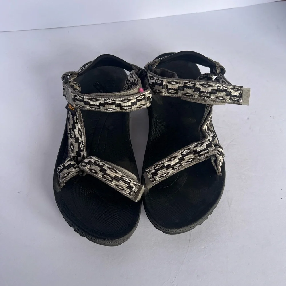 Teva Women's Black and Cream Strappy Sport Sandals